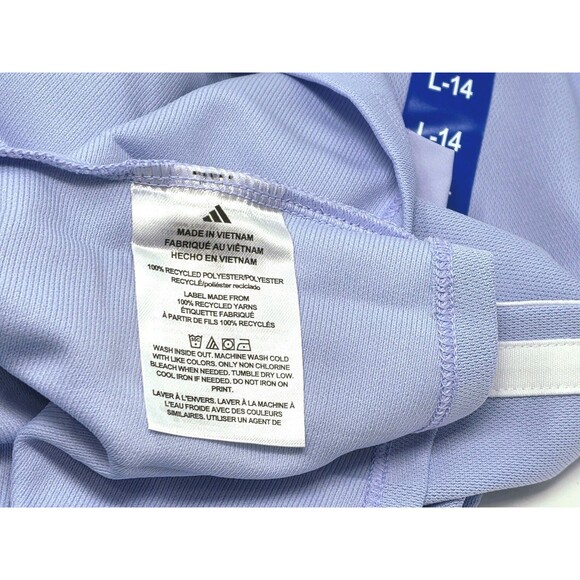 adidas Youth Polo Dress + Bike Shorts 2-pc Set Purple Violet Girls Size L (14) - Picture 13 of 16